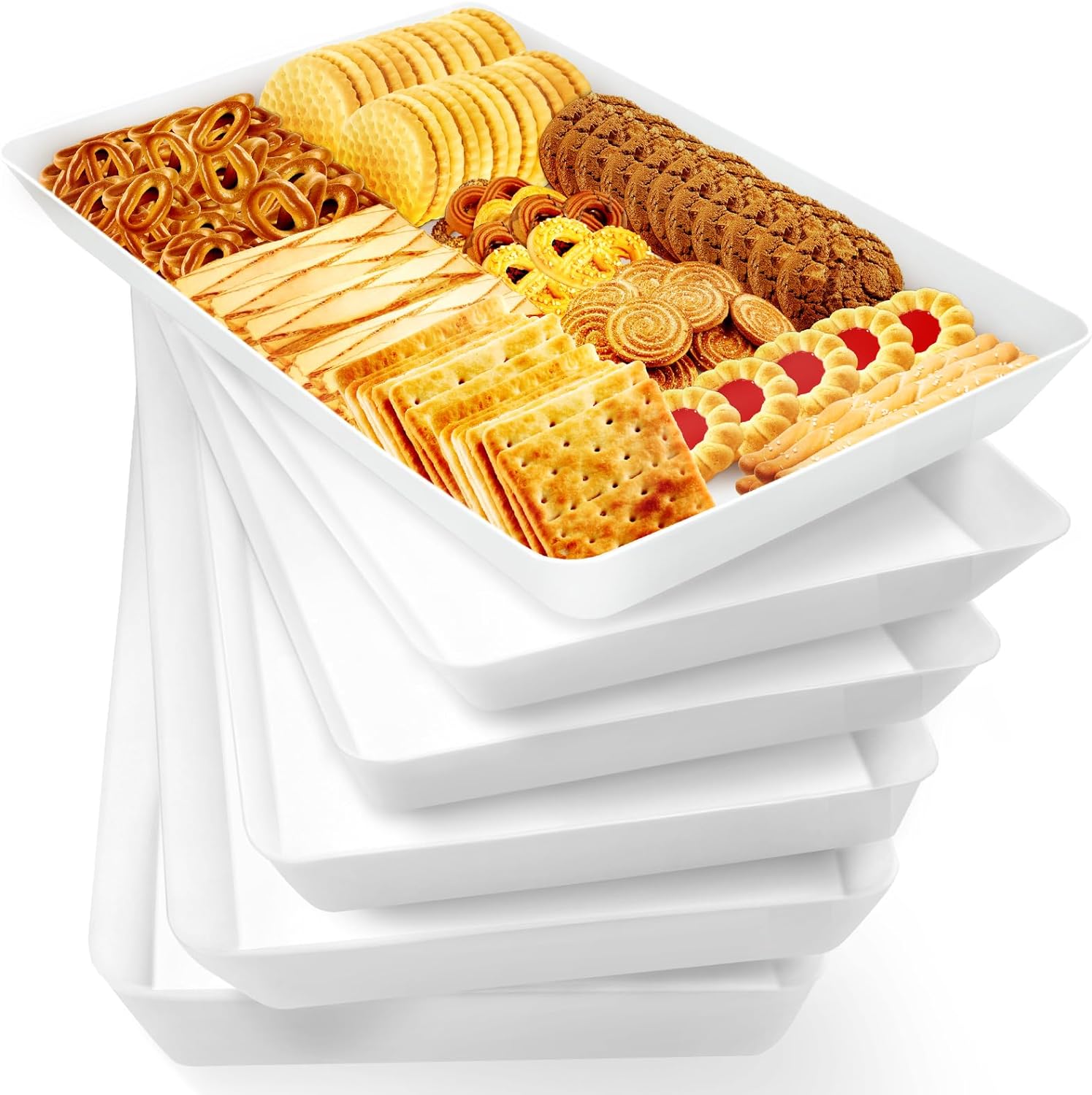 Serving Trays, Serving Platters, Plastic Trays - 4 Pcs