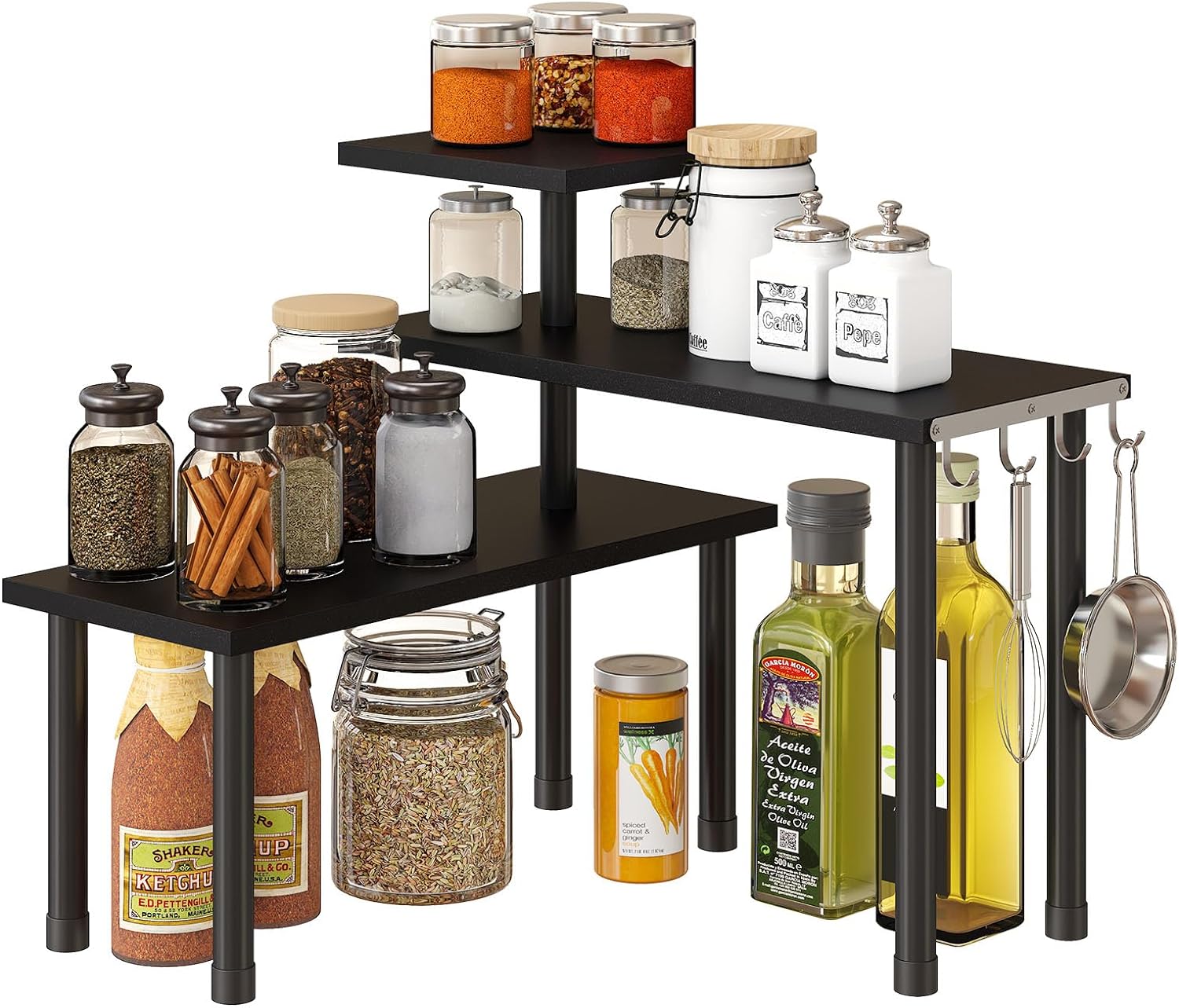 Organizer Tables, Organization, Moveable Corner Shelf for Kitchen, Bathroom , Spice Rack , Coffee Area, Dresser Table -3 Tier