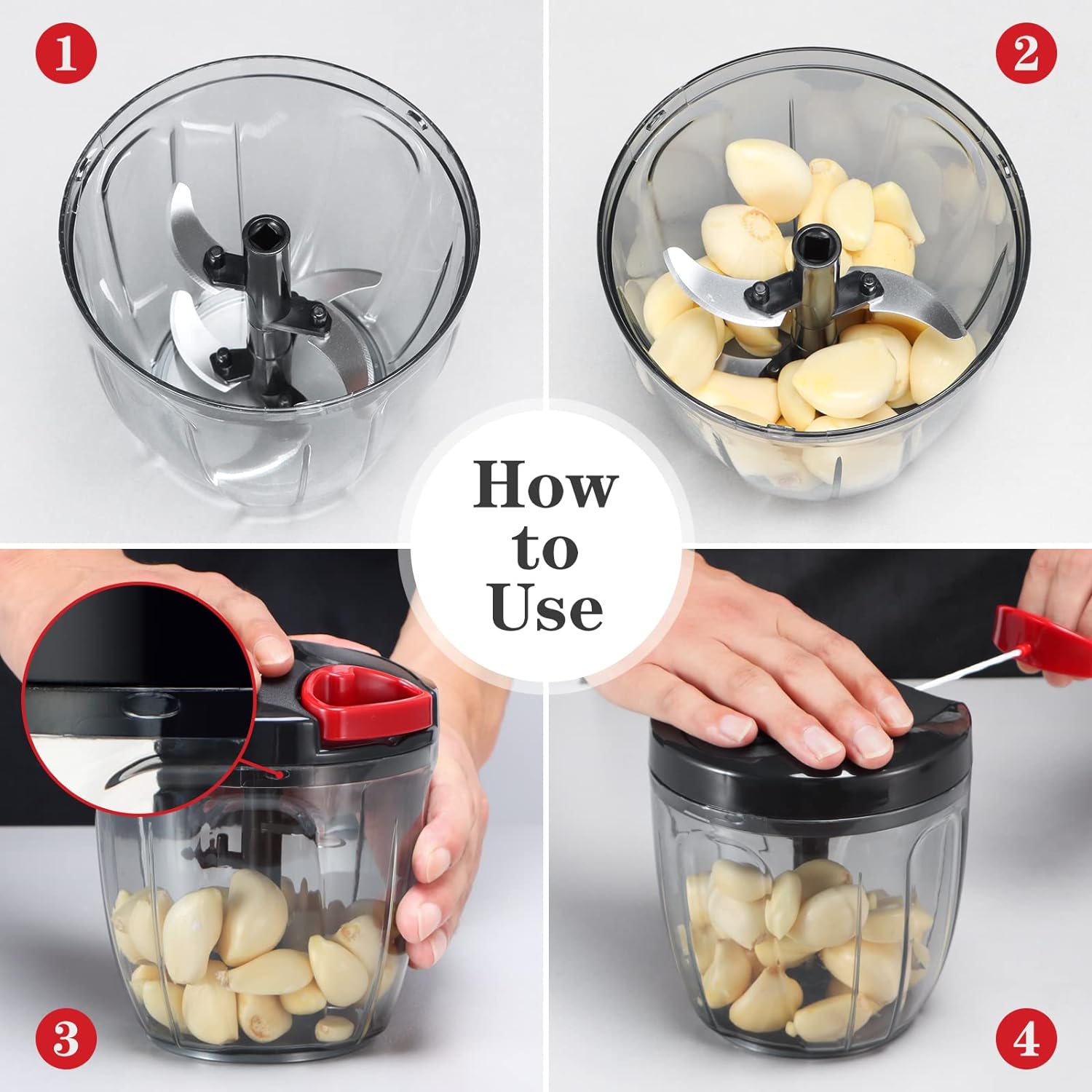 Manual Food Chopper, Vegetable Cutter, Chopper, Hand String Chopper, Smoothie Blender -900ml