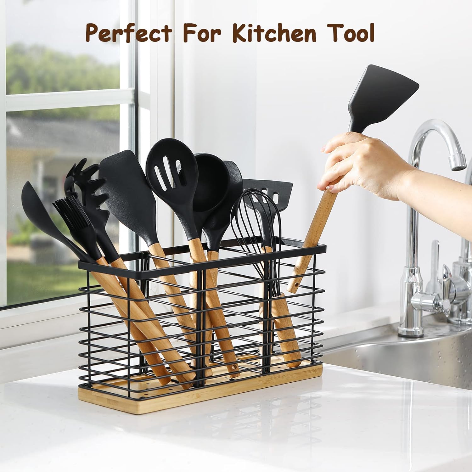 Utensil holder for Kitchen Counter, Cooking Utensil Holder, Utensil Organizer  -5.2