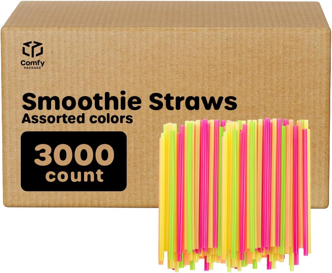 Plastic Smoothie Straws, Smoothie Straws, Disposible Straws, Straws -Pack of 100 (8.5