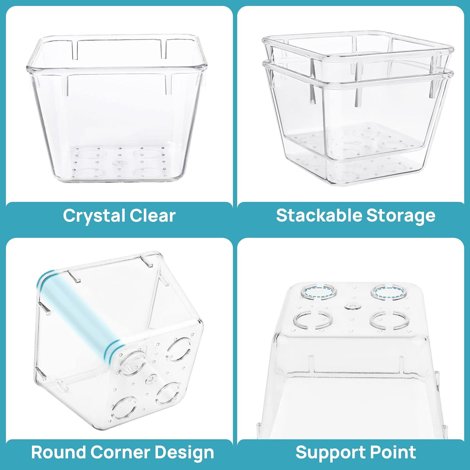 Clear Plastic Drawer Organizers, Bathroom and Vanity Drawer Organizer Trays, Storage Bins -15 Pcs