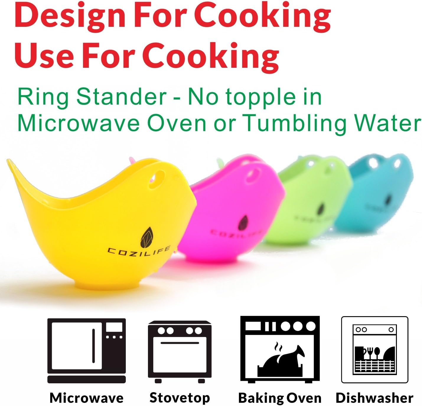 Egg Poacher, Silicone Egg Poaching Cups, Egg Cooking Utensils -Pack of 4