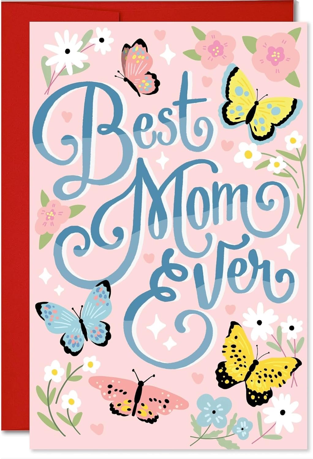 Mother's Day Card, Self-Adhesive Envelope, Best Mom Ever, Made in USA, 320 GSM