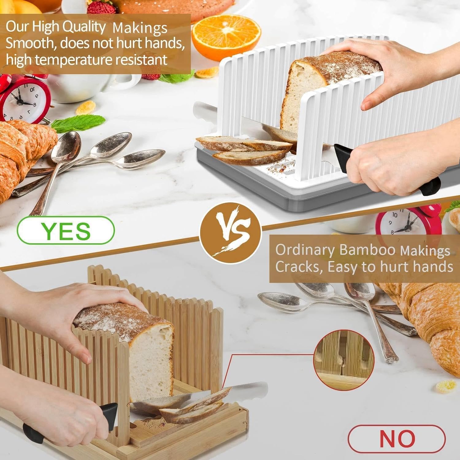 Bread Slicer, Foldable and Compact Bread Slicer, Bread Cutting Tray