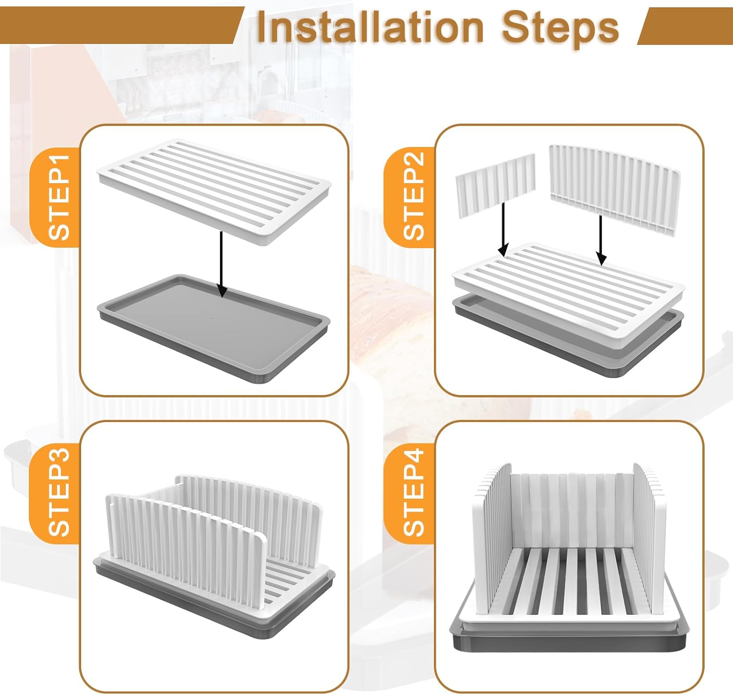 Bread Slicer, Foldable and Compact Bread Slicer, Bread Cutting Tray