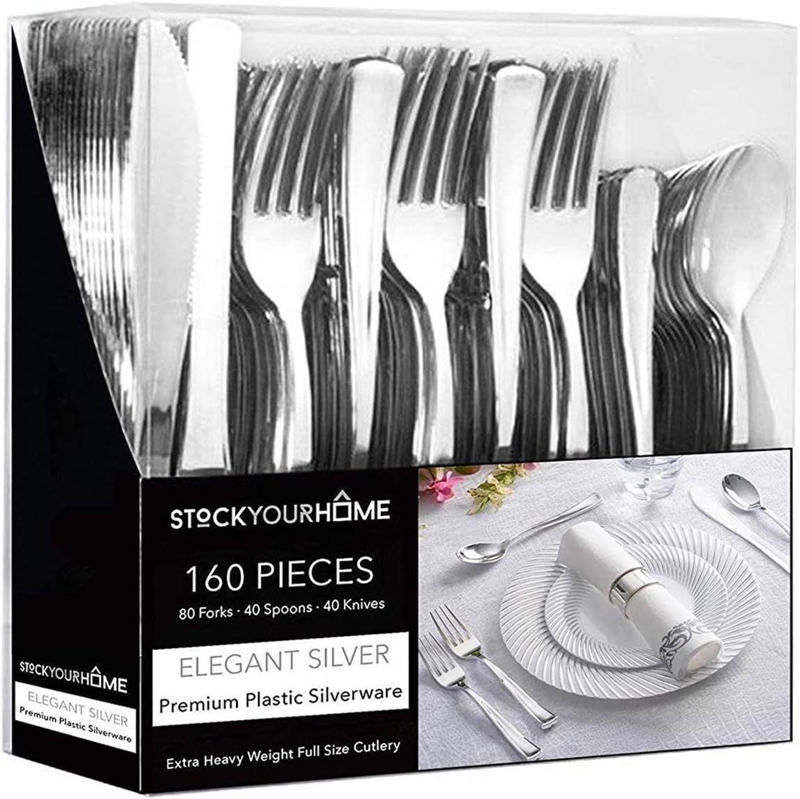 Gold Plastic Silverware Set, Disposable Cutlery Utensils, Flatware, Disposable Dinnerware -Pack of 160