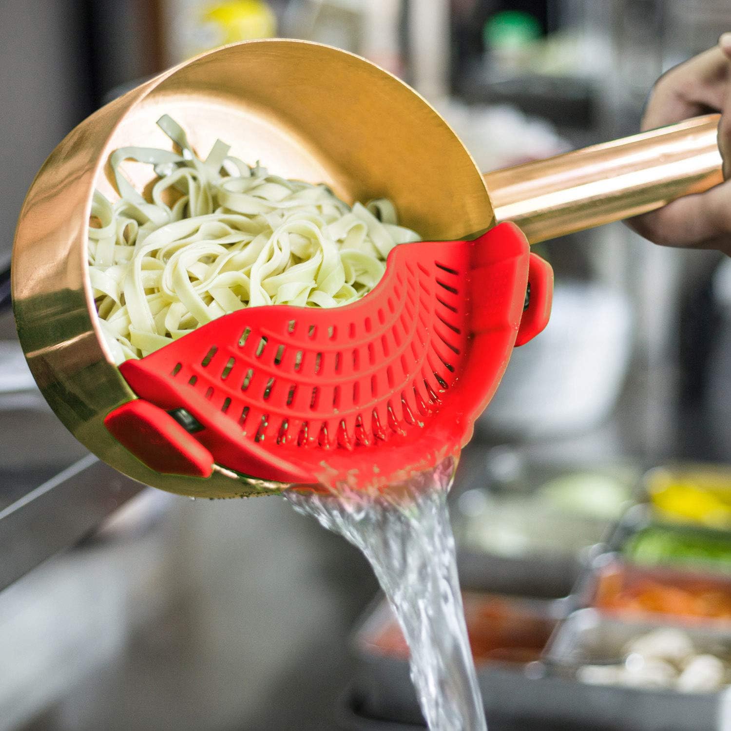 Clip On Silicone Strainer, Pasta Strainer, Clip on Food Strainer, Kitchen Strainer