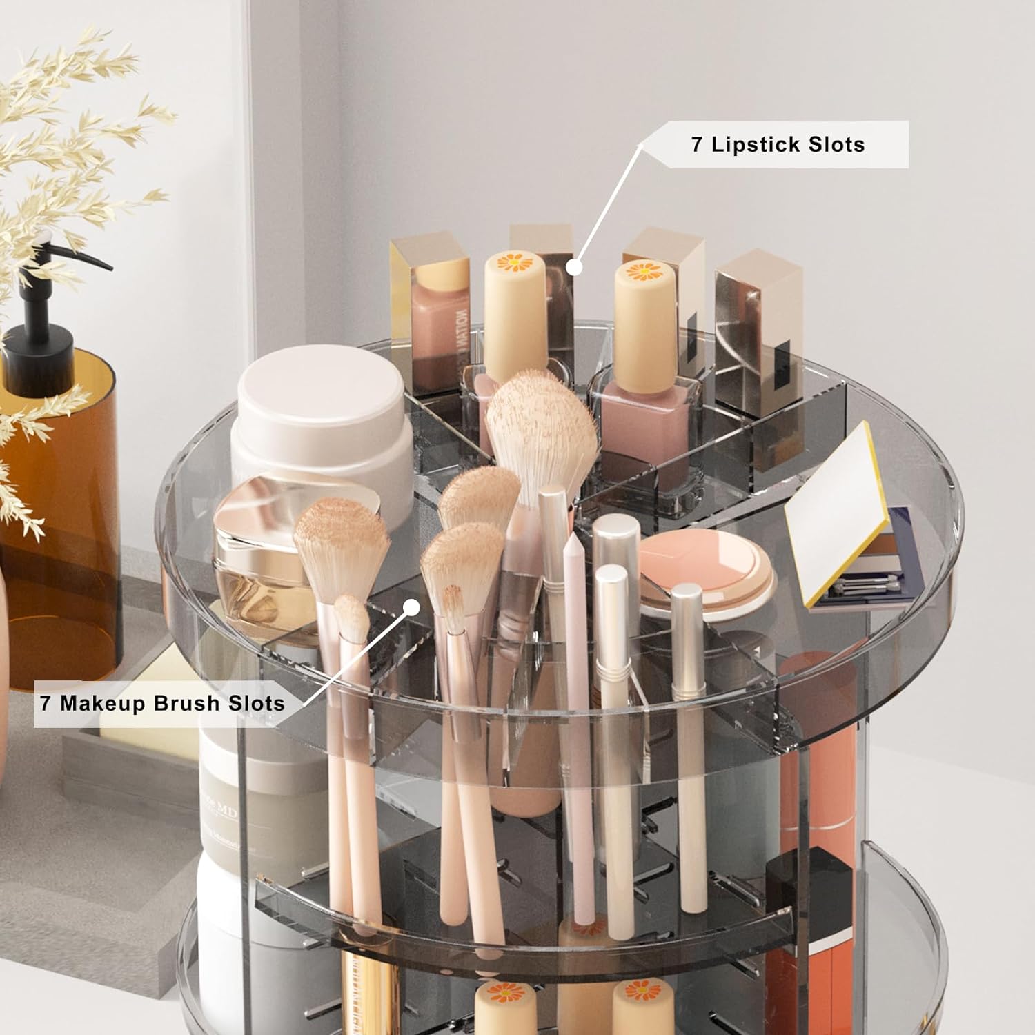 Rotating Makeup Organizer, Adjustable Layers Spinning Organizer, Cosmetic Display Case, Multi-Function Storage Carousel, Makeup Organizer, Makeup Holder, Makeup Stand