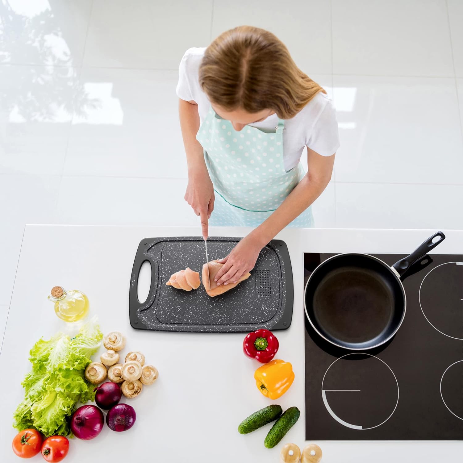 Cooking Cutting Boards, Non-Slip Rubber Chopping Board - Set of 3