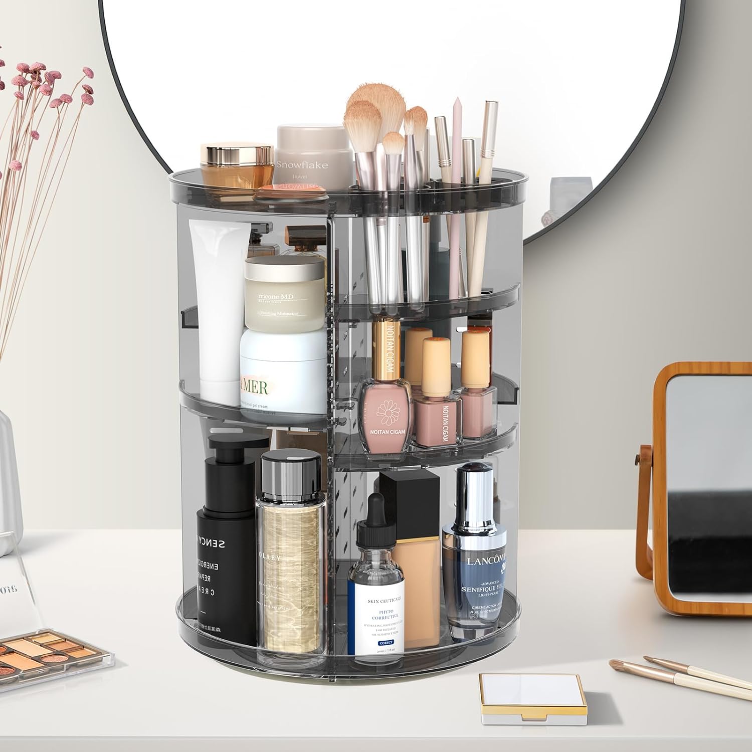 Rotating Makeup Organizer, Adjustable Layers Spinning Organizer, Cosmetic Display Case, Multi-Function Storage Carousel, Makeup Organizer, Makeup Holder, Makeup Stand