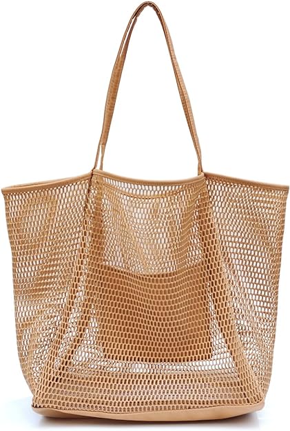 Mesh Beach Tote, Womens Shoulder Handbag, Beach Bag