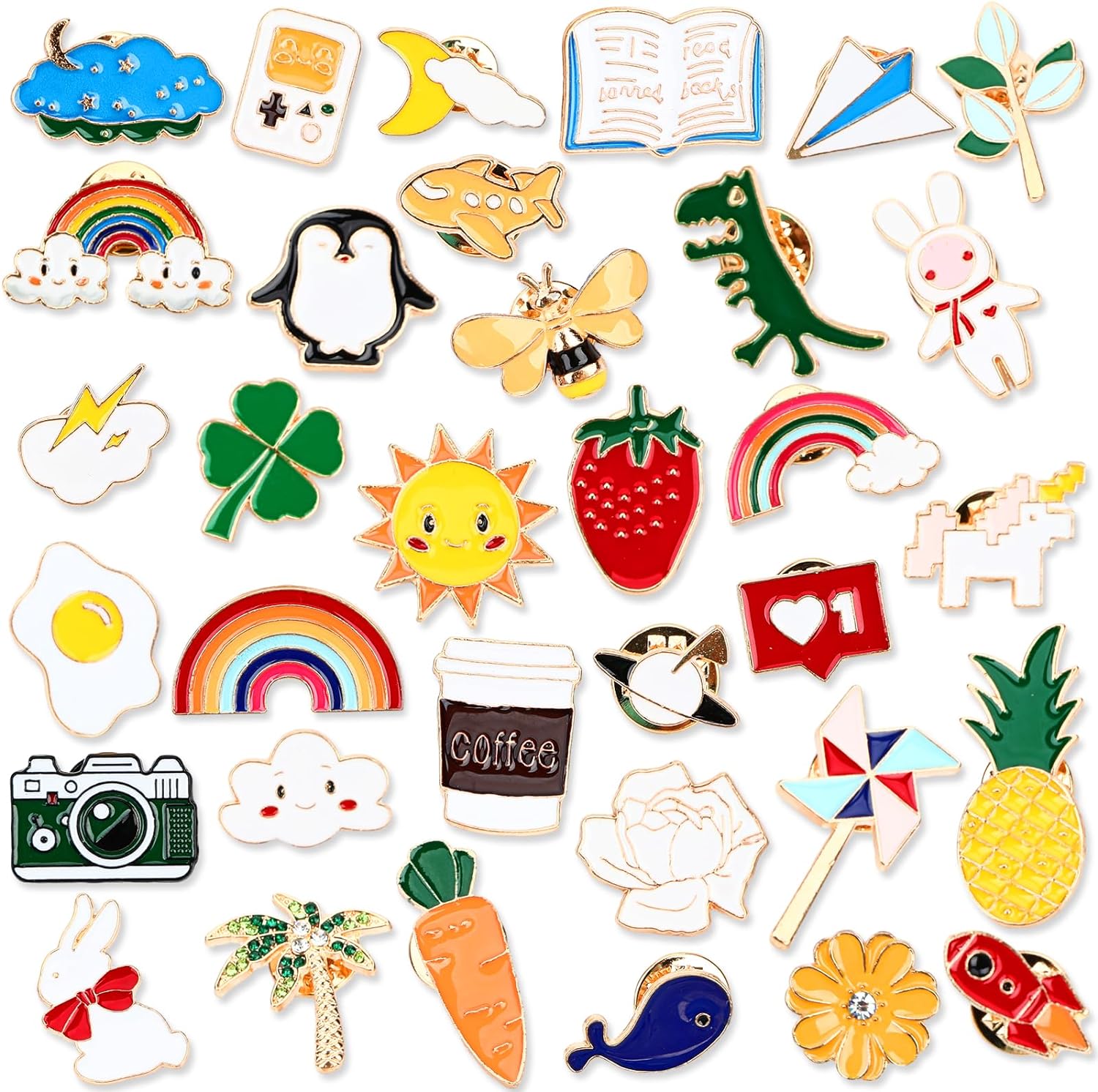 Enamel Pins, Enamel Brooches Set, Brooch Button for Backpack, Bags, Hat, Jacket -36 PCS