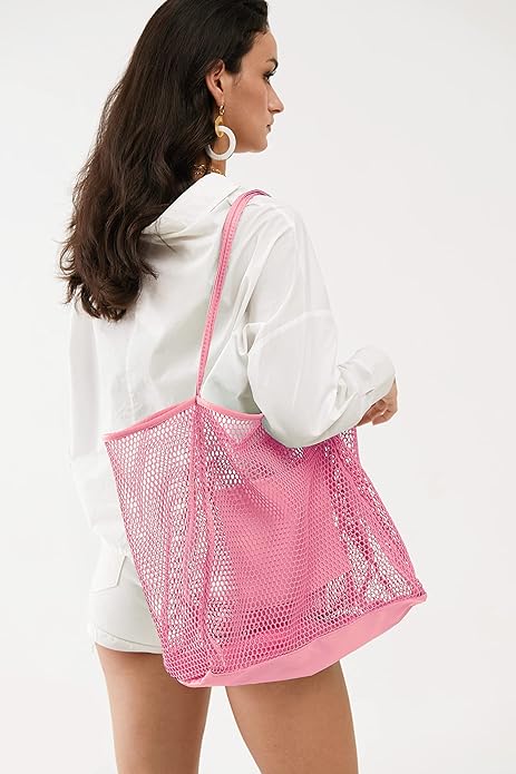 Mesh Beach Tote, Womens Shoulder Handbag, Beach Bag