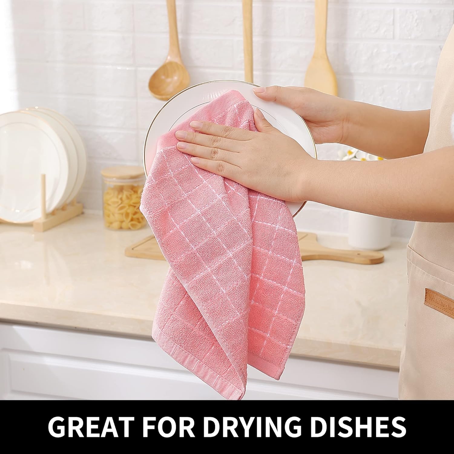 Kitchen Towels, Soft and Super Absorbent Dish Towels, Cotton Kitchen Towels -Pack of 4 (13