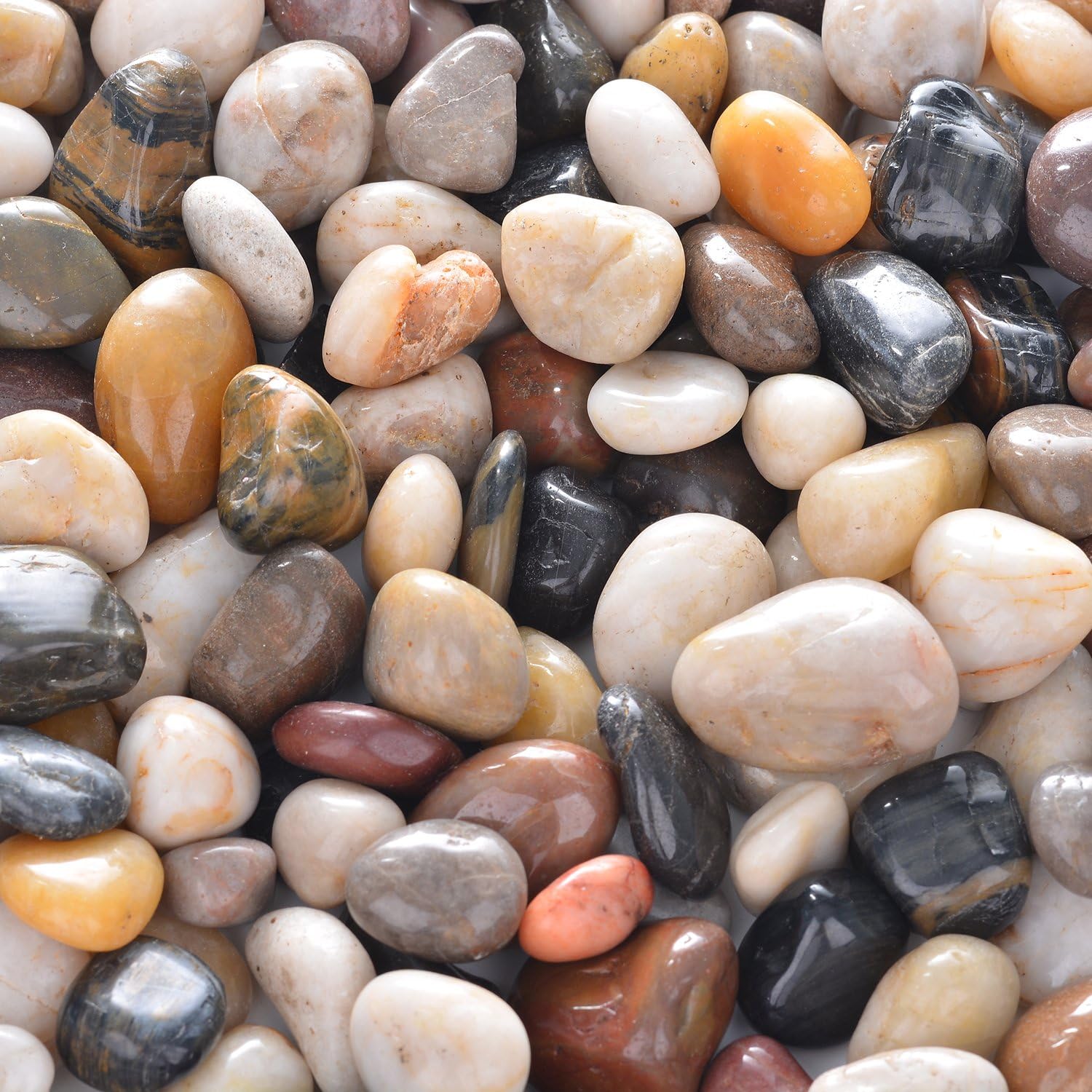 Pebbles Polished Gravel, Natural Polished Mixed Color Stones, Decorative Pebbles -2 Pounds (32-Oz)