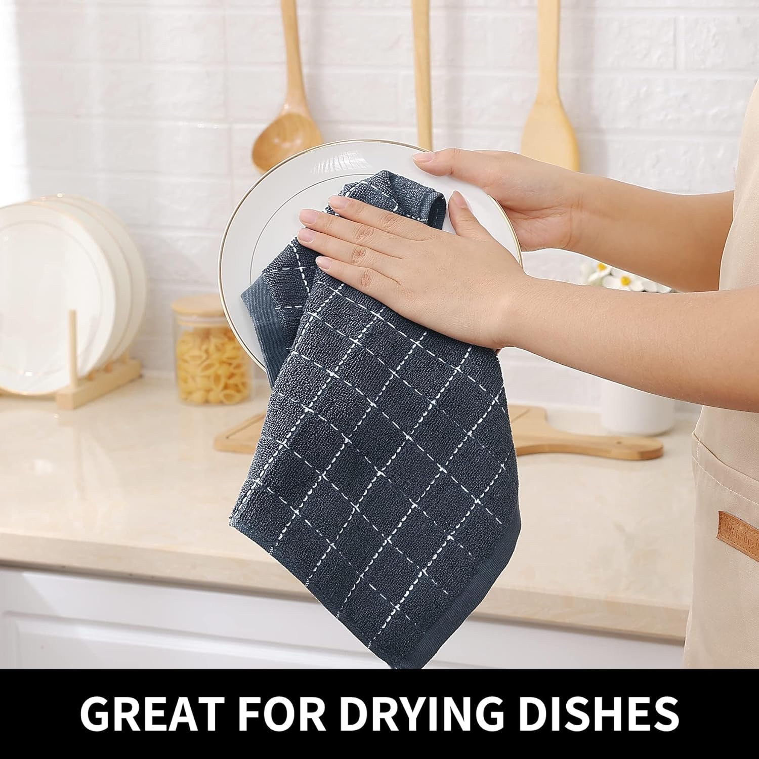 Kitchen Towels, Soft and Super Absorbent Dish Towels, Cotton Kitchen Towels -Pack of 4 (13