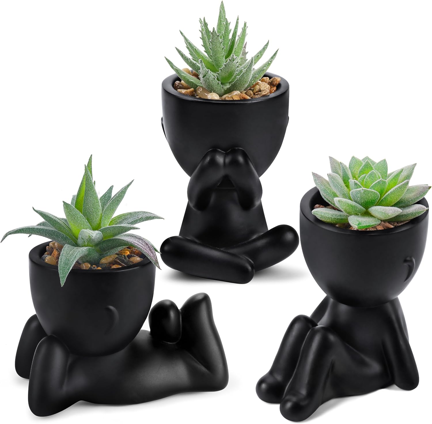 Succulents Plants Artificial, Faux Plants for Bathroom, Bedroom, Home, Room- 3pcs