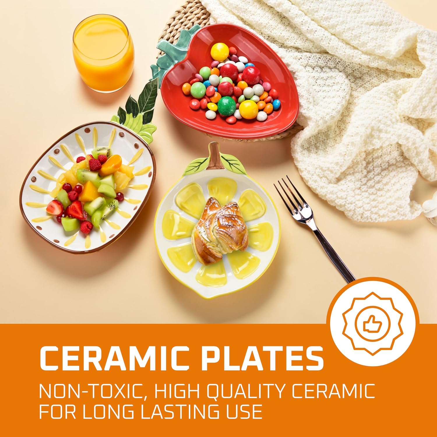 Ceramic Plate Sets, Decorative Service Plates , Serving Plates -7.08L x 9.44W x 1.37h Inches