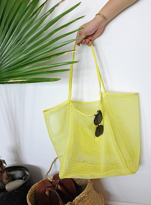 Mesh Beach Tote, Womens Shoulder Handbag, Beach Bag