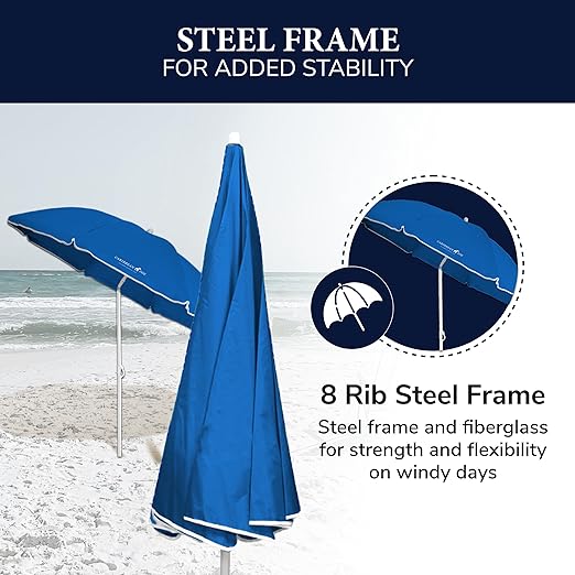 Beach Umbrella, Portable Outdoor Umbrella -Full 6 ft Arc