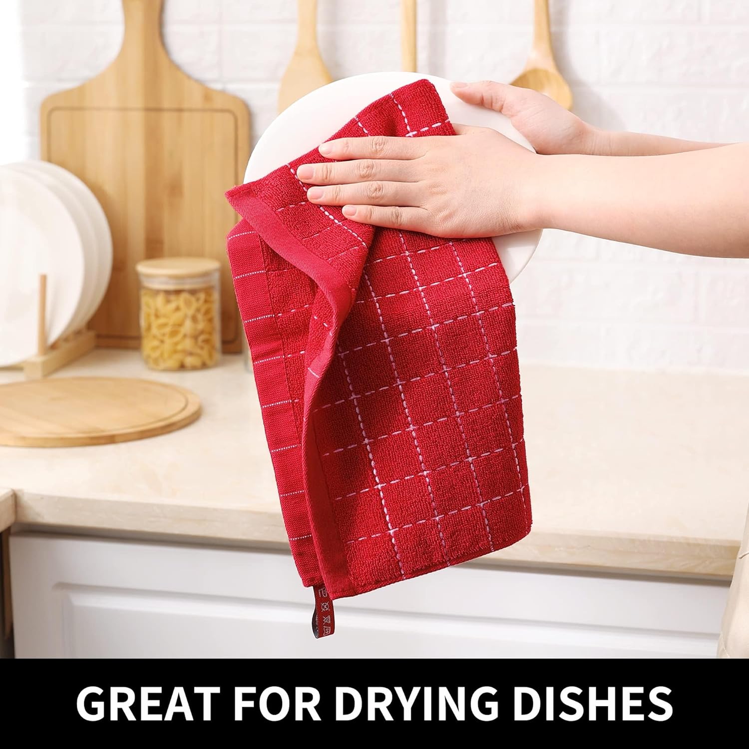 Kitchen Towels, Soft and Super Absorbent Dish Towels, Cotton Kitchen Towels -Pack of 4 (13