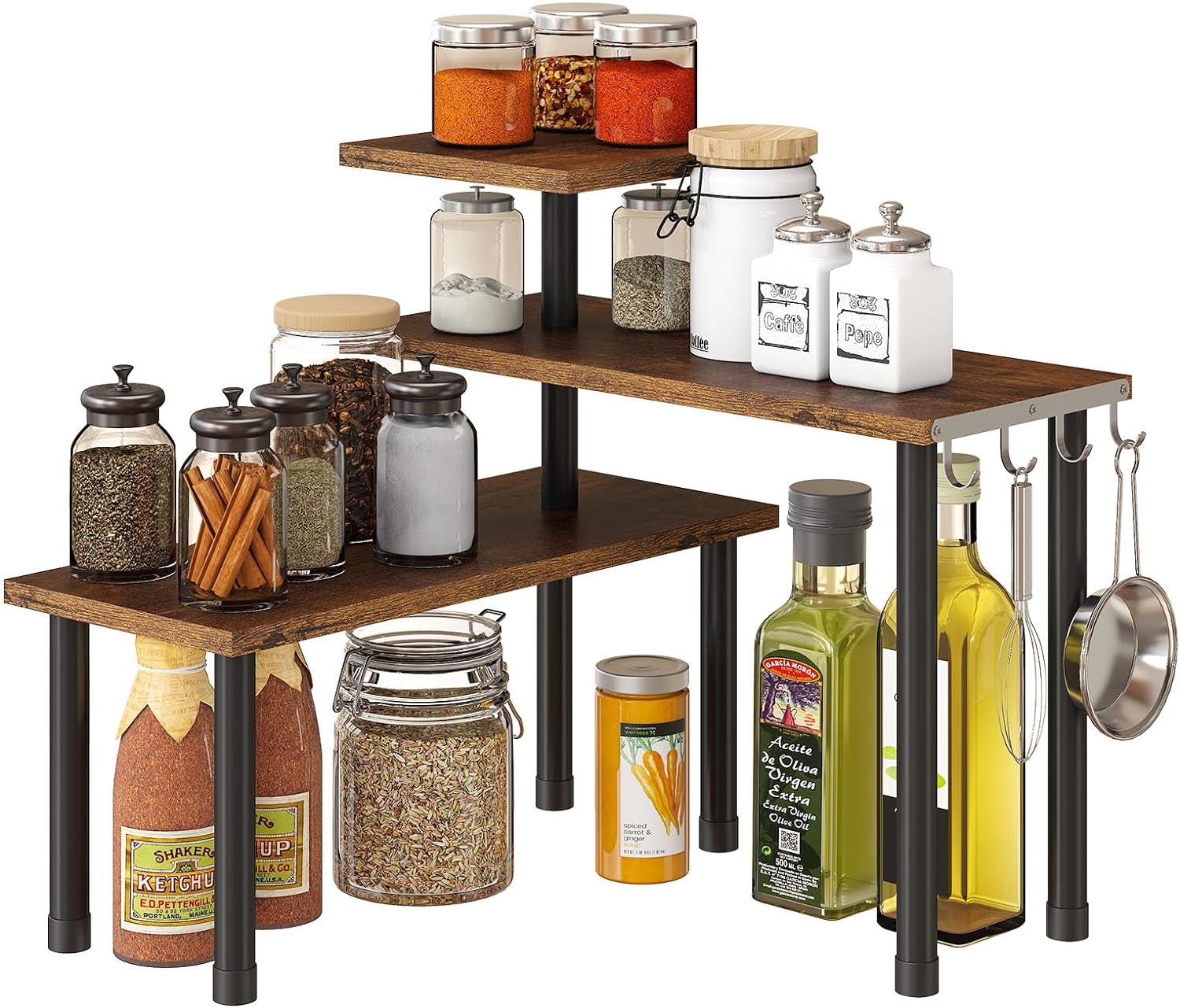 Organizer Tables, Organization, Moveable Corner Shelf for Kitchen, Bathroom , Spice Rack , Coffee Area, Dresser Table -3 Tier