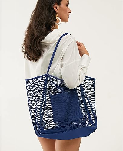 Mesh Beach Tote, Womens Shoulder Handbag, Beach Bag