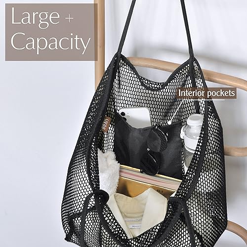 Mesh Beach Tote, Womens Shoulder Handbag, Beach Bag