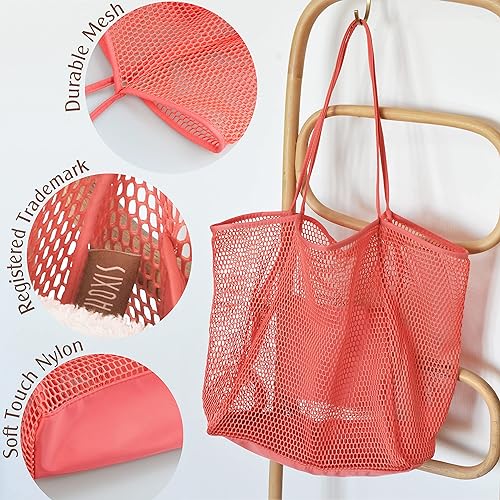 Mesh Beach Tote, Womens Shoulder Handbag, Beach Bag