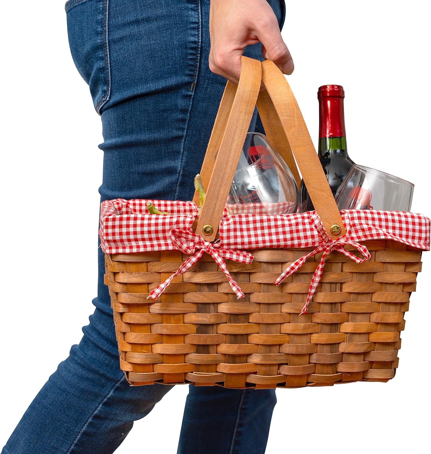 Picnic Basket, Basket with Handles, Picnic Basket with Lining, Picnic Basket with Handles