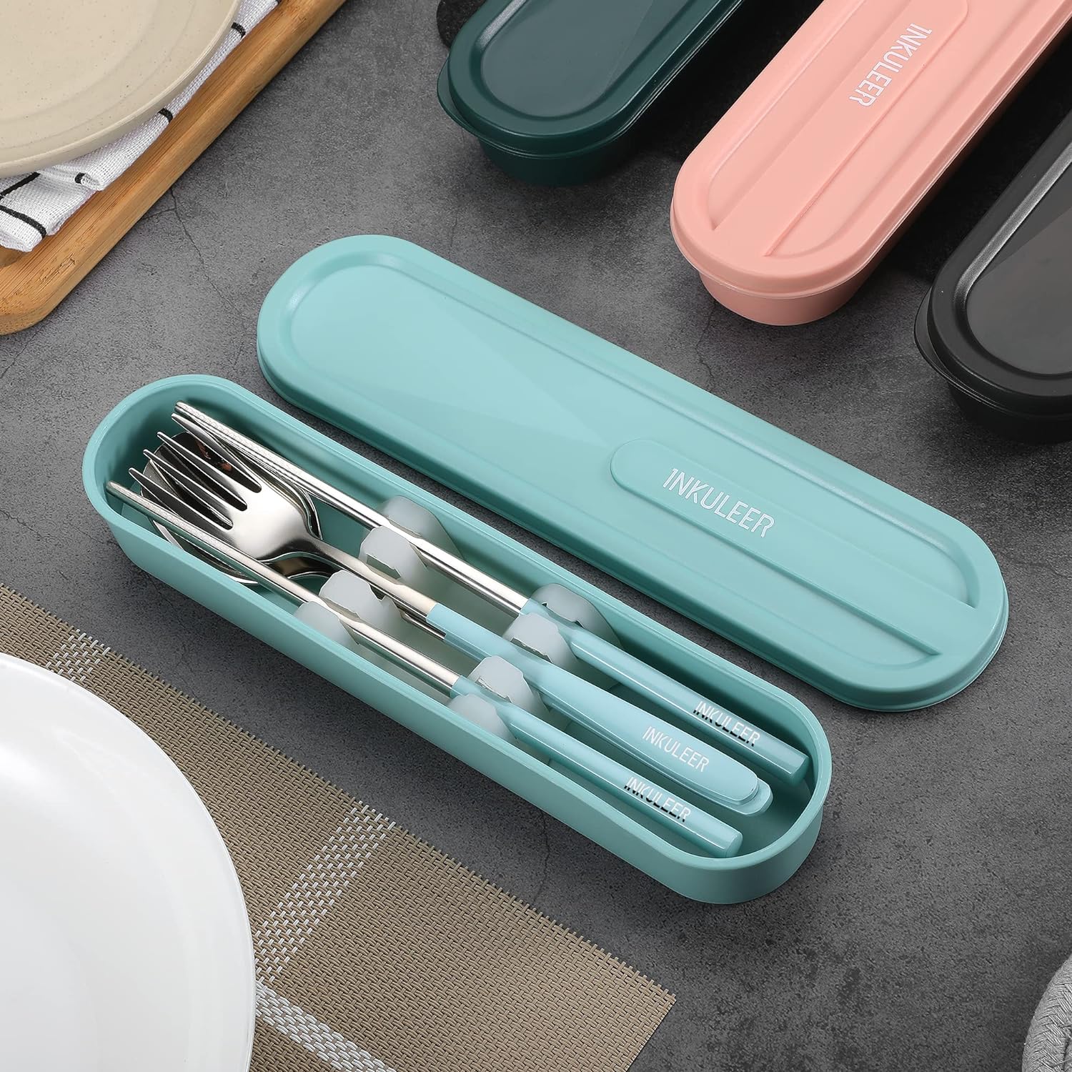 Travel cutlery set, Stainless Steel Cutlery, Reusable utensils set with case, Portable Silverware -18/8