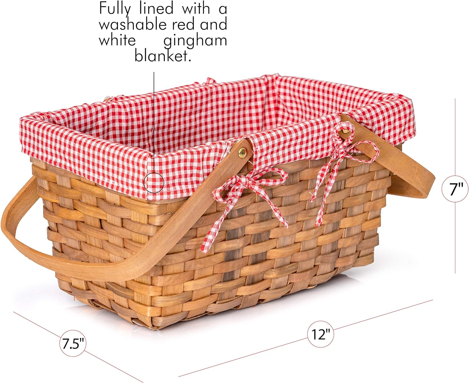 Picnic Basket, Basket with Handles, Picnic Basket with Lining, Picnic Basket with Handles