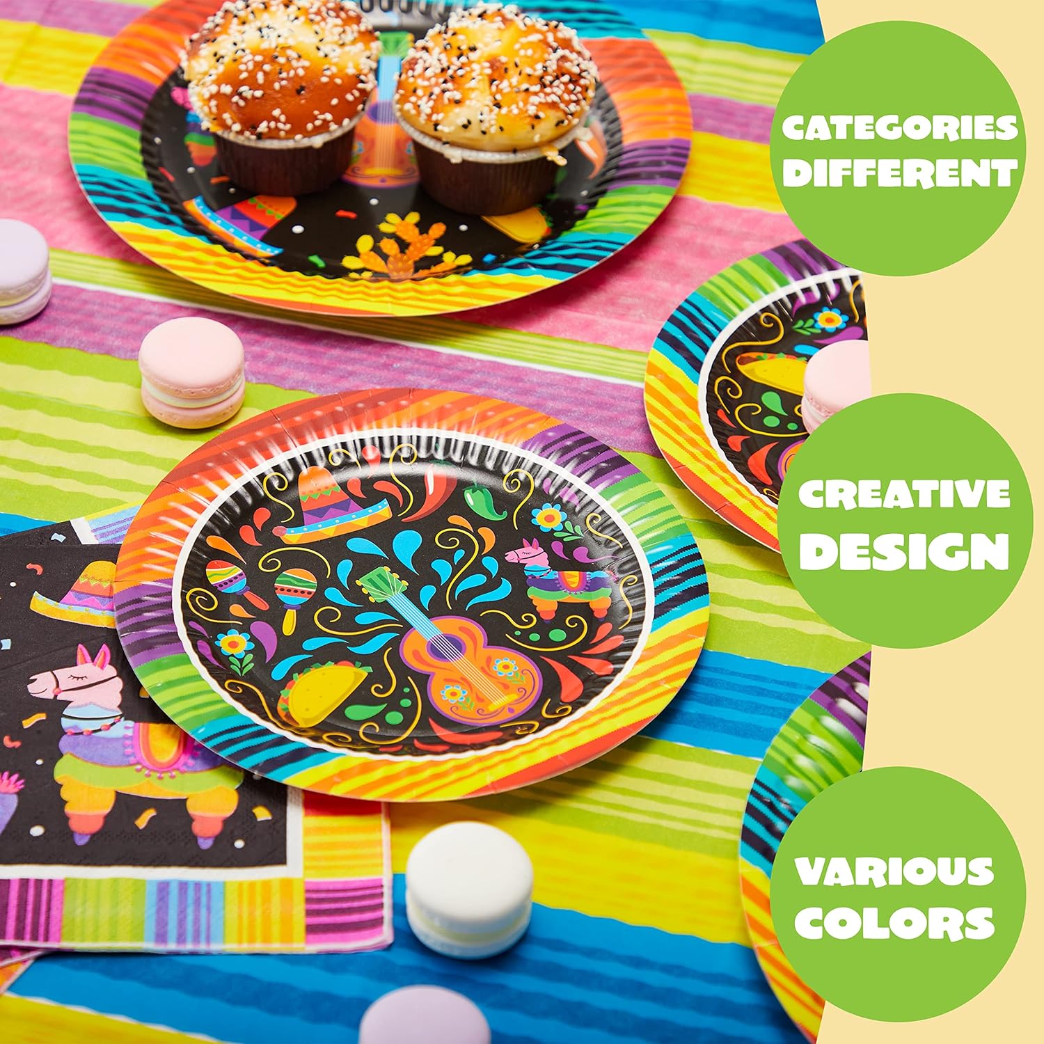 Fiesta Tableware Set, Party Supplies Packs for Cinco De Mayo, Party Decoration Supplies, Table Decorations -82PCS