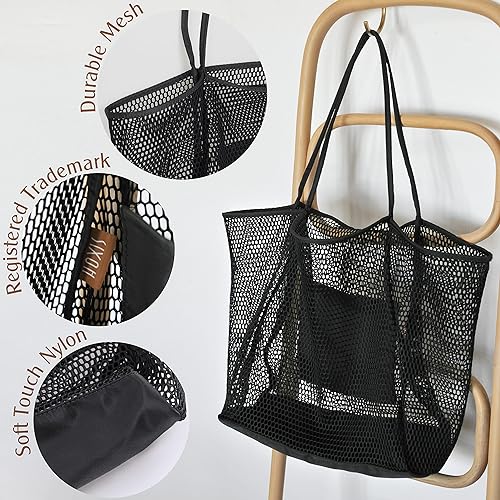 Mesh Beach Tote, Womens Shoulder Handbag, Beach Bag