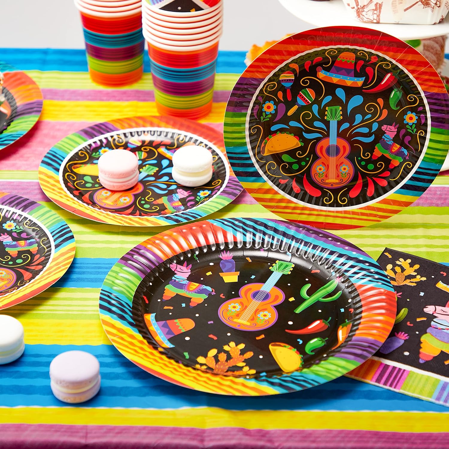 Fiesta Tableware Set, Party Supplies Packs for Cinco De Mayo, Party Decoration Supplies, Table Decorations -82PCS