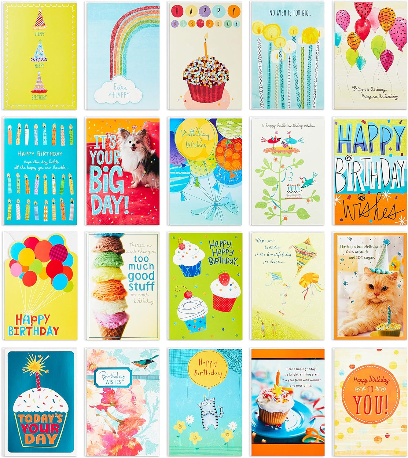 Birthday Cards Assortment, Birthday Card with Envelope -­Pack of 20