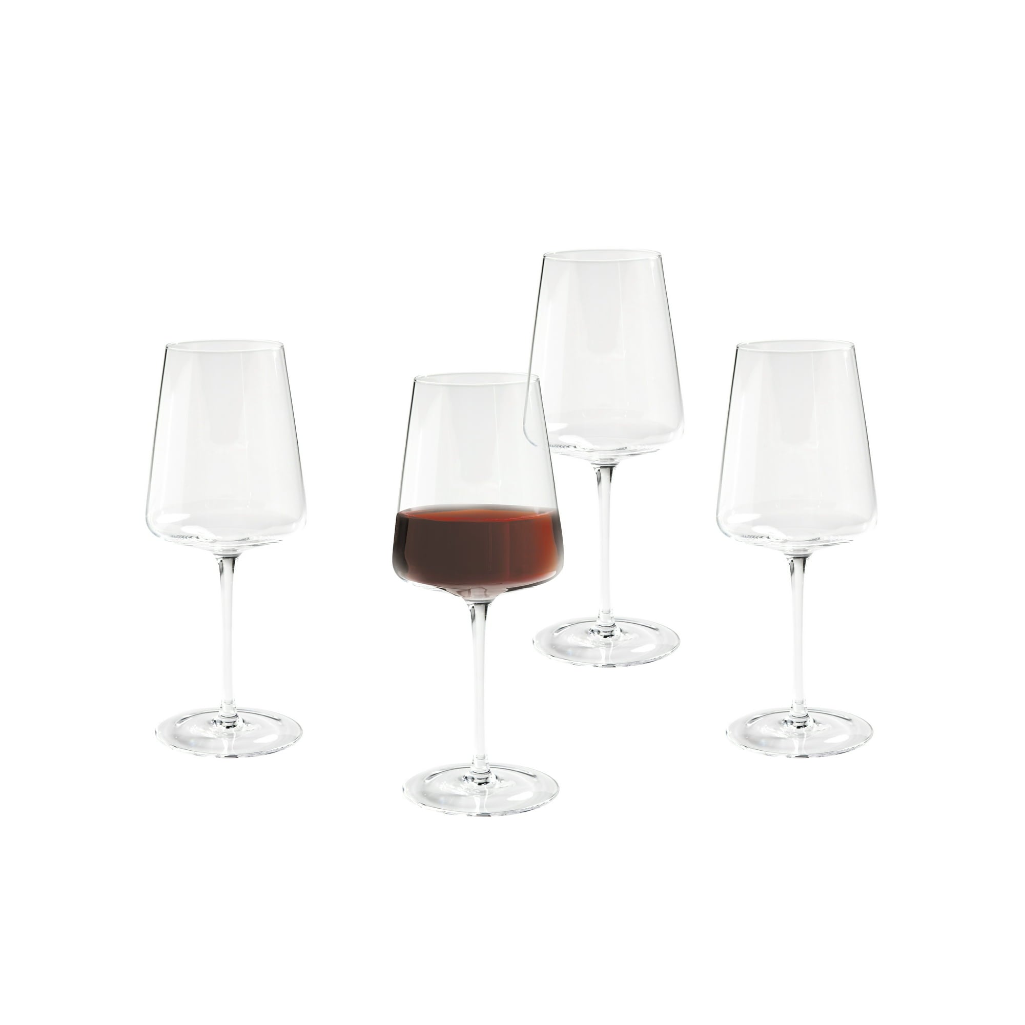 Clear Flared Red Wine Glass with Stem -4 Pcs