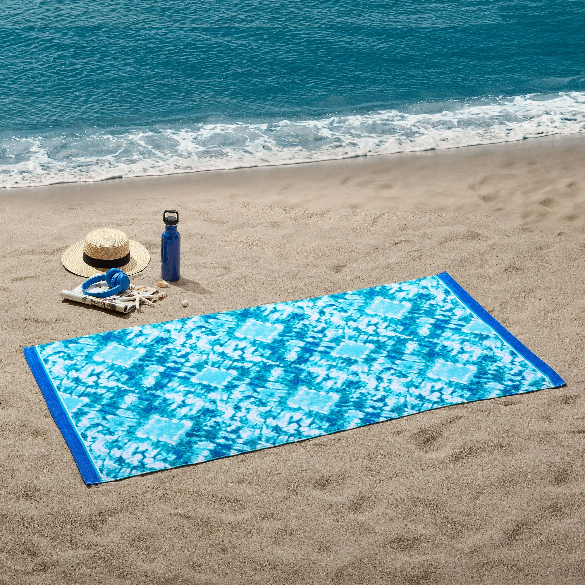 Cotton Blend Palm Print Beach Towel -34