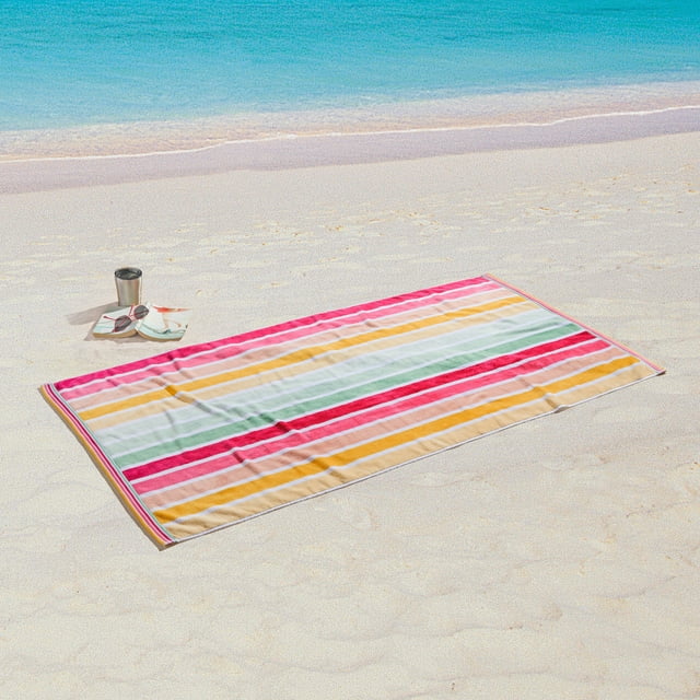 Cotton Blend Palm Print Beach Towel -34