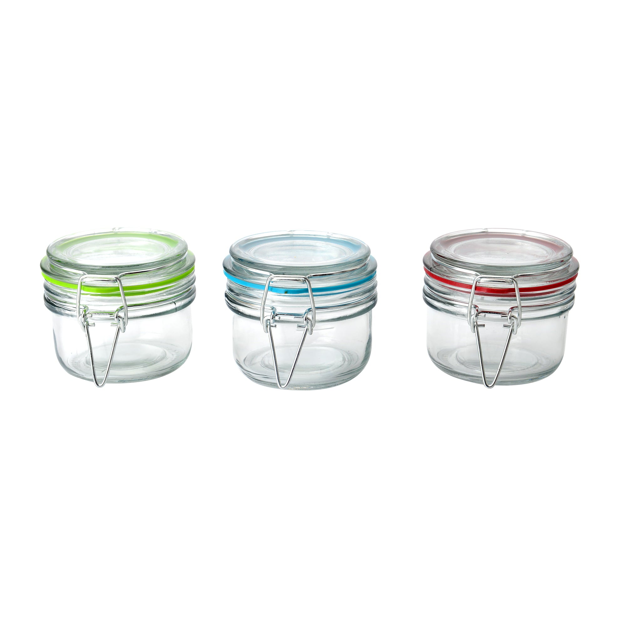 Kitchen Storage Jars, Clear Glass Lock Lid Jar with Silicone Gasket -9.4-Ounce