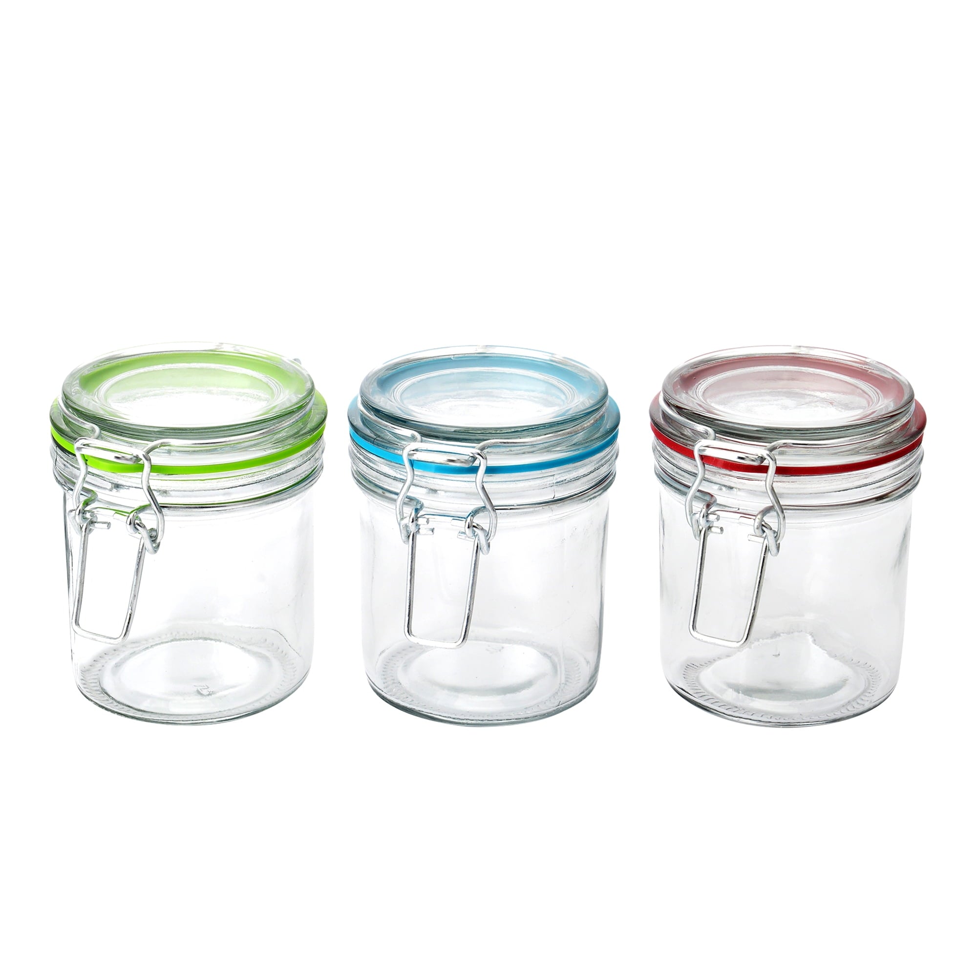 Kitchen Storage Jars, Clear Glass Lock Lid Jar with Silicone Gasket -9.4-Ounce