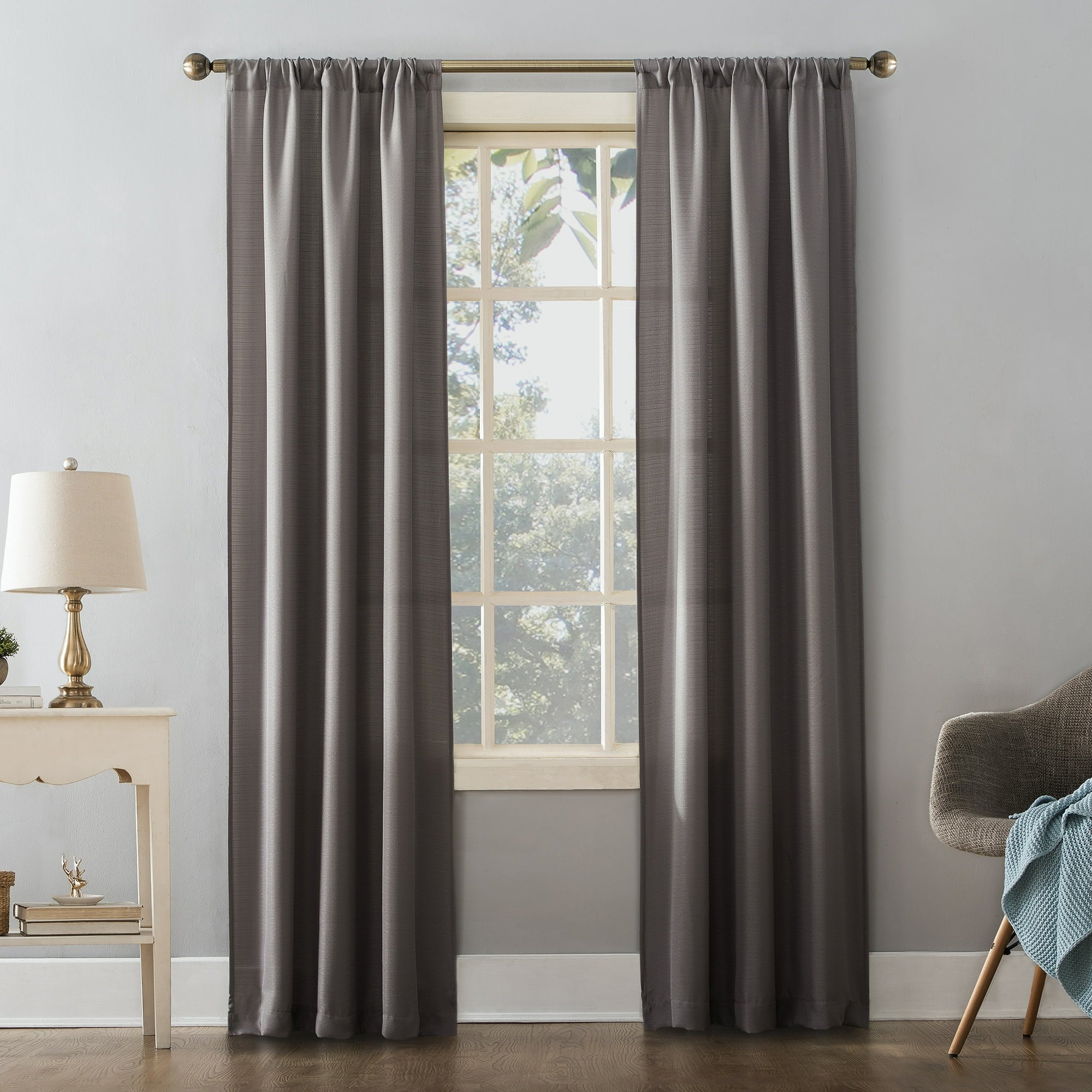 Textured Solid Rod Pocket Curtain Panel, 38