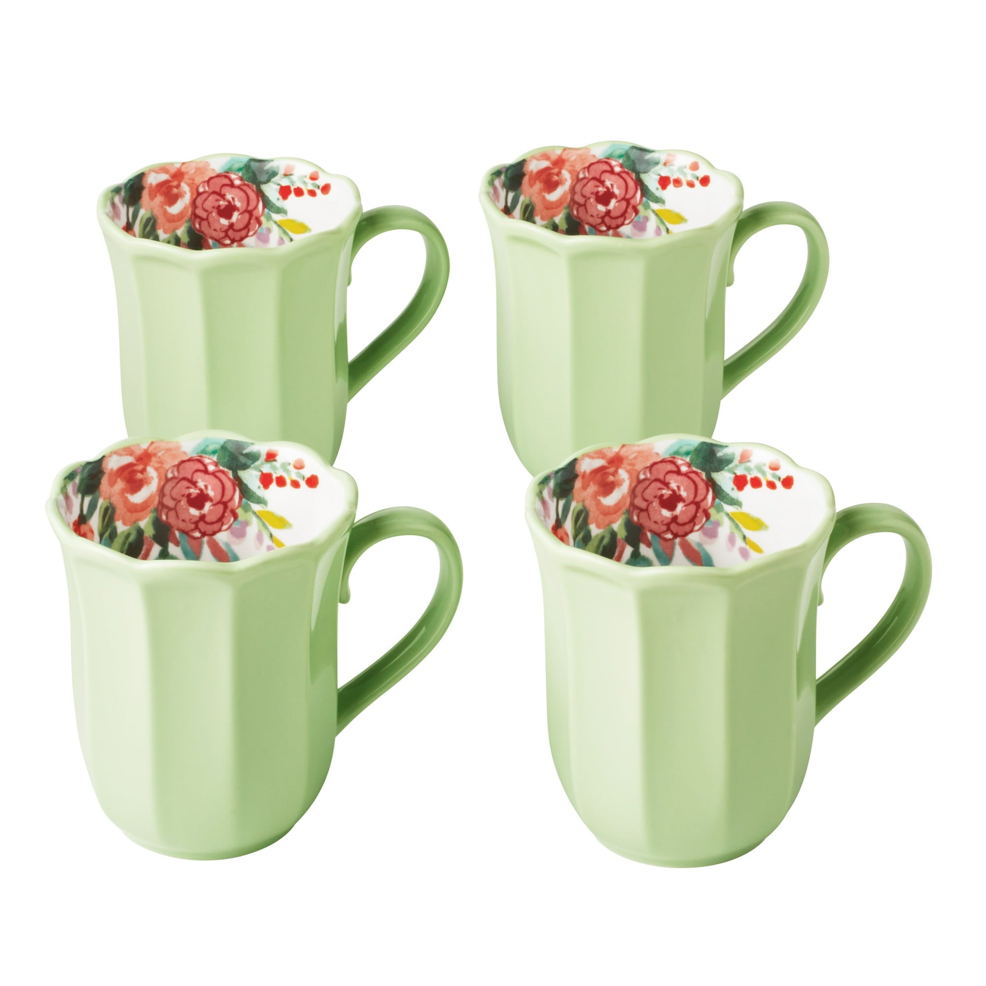 Painted Meadow Ceramic Mugs, Tea Mugs, Coffee Mugs -6-Ounce (Set of 4)