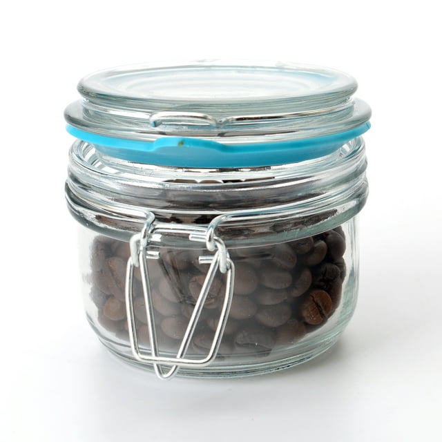 Kitchen Storage Jars, Clear Glass Lock Lid Jar with Silicone Gasket -9.4-Ounce