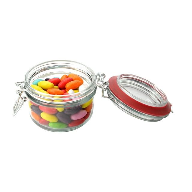 Kitchen Storage Jars, Clear Glass Lock Lid Jar with Silicone Gasket -9.4-Ounce