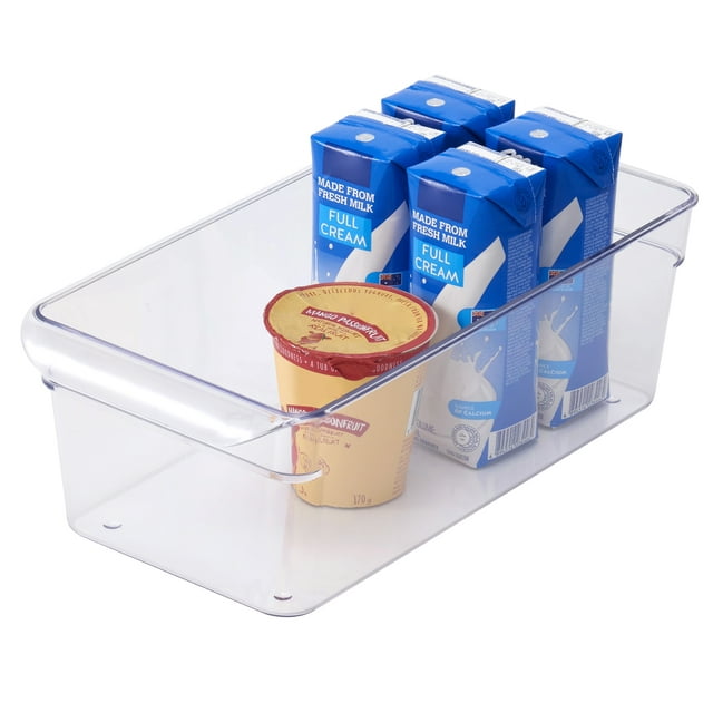 Small Fridge Bin, Clear Plastic, Fridge Organizer -12x6x4 inches